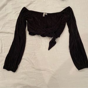 Pleated tie front crop top
